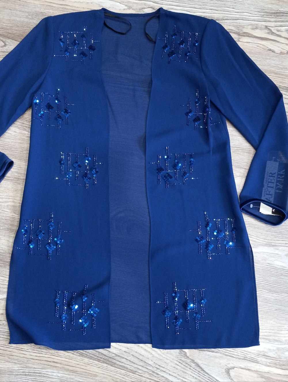 Elegant Blue Beaded Women's Dress with Jacket - Picture 3 of 16